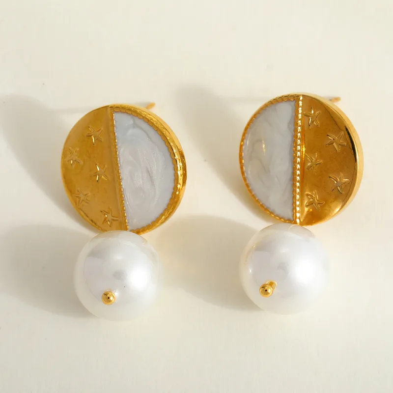 Celestial Pearl Drop Earrings - Image 4
