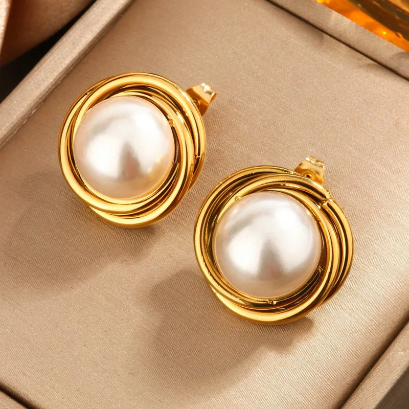 Aurora Pearl Stud Earrings - Image 4