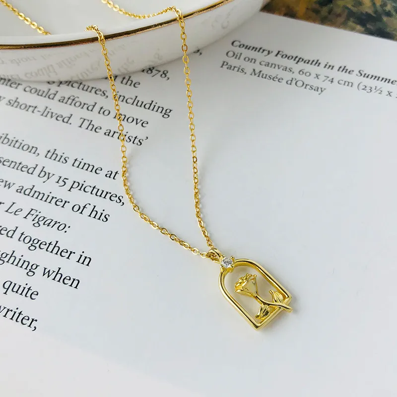 925 Silver Blooming Rose Pendant Necklace - Image 3