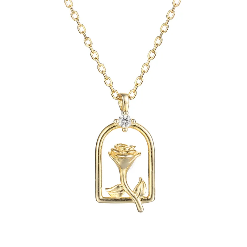 925 Silver Blooming Rose Pendant Necklace