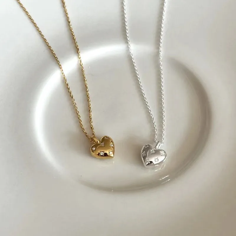 925 silver Sparkling Heart Pendant Necklace