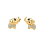 Sterling silver Elephant Stud Earrings with Crystal Detailing