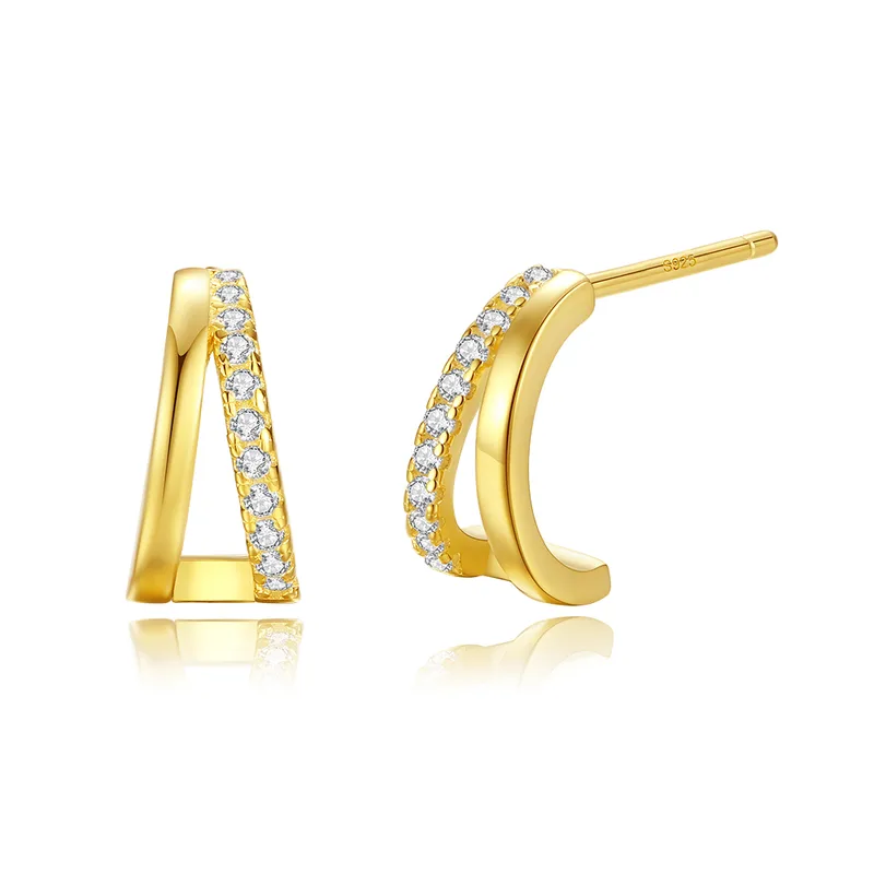 Sterling Silver Geometric Hoop Earrings