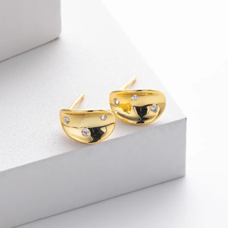 Sterling Silver Dome Stud Earrings - Image 2