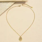 Oval Halo Gemstone Pendant Necklace