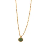 Chain Necklace with Green Stone Pendant