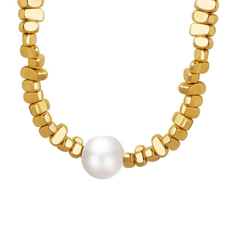 Pebble Choker with Pearl Accent