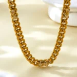 Cuban Chain Necklace with Crystal Accents