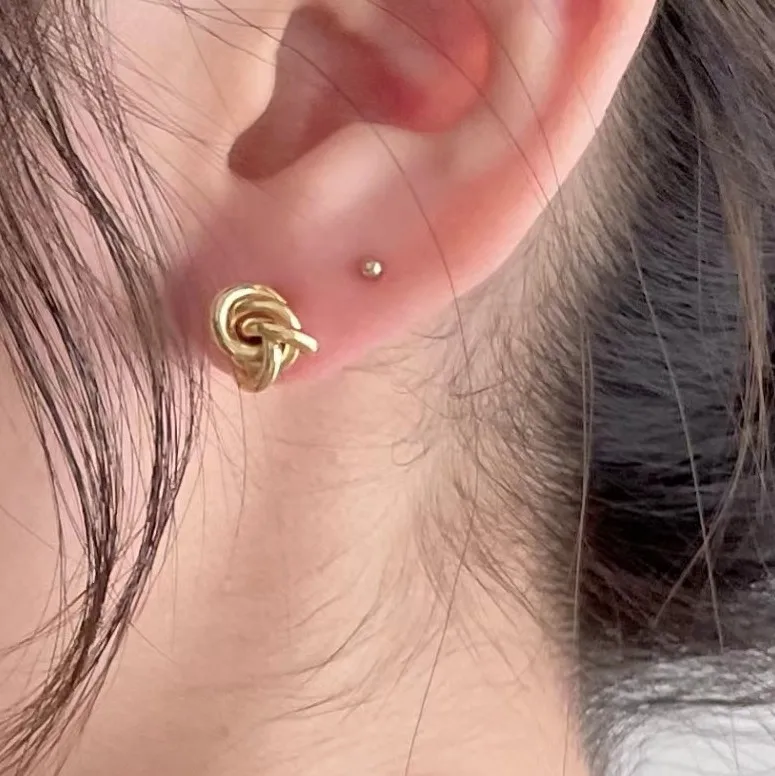 Sterling Silver Elegant  Knot Stud Earrings - Image 4
