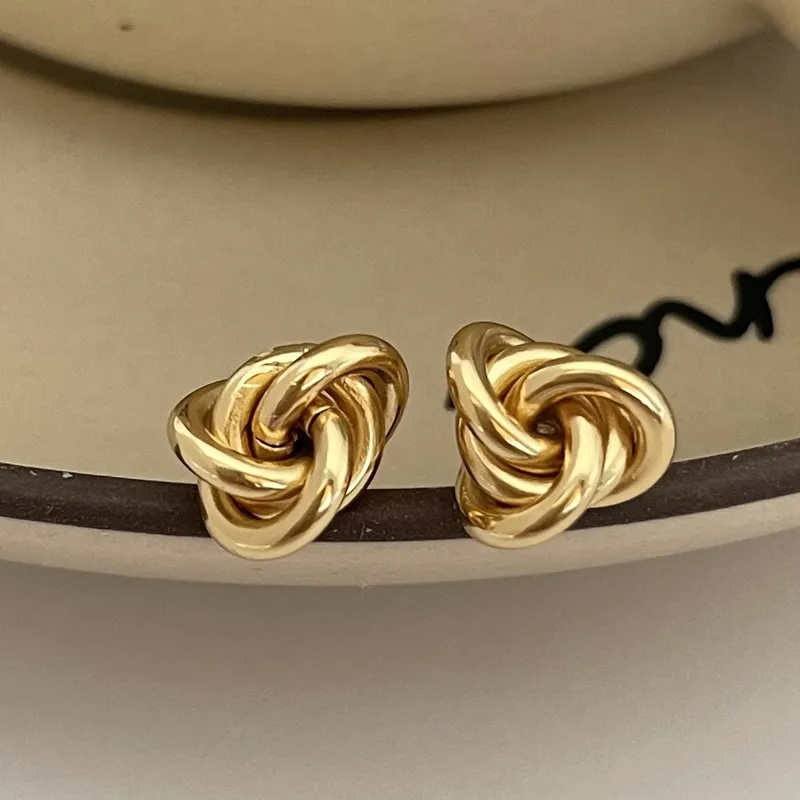 Sterling Silver Elegant  Knot Stud Earrings - Image 3