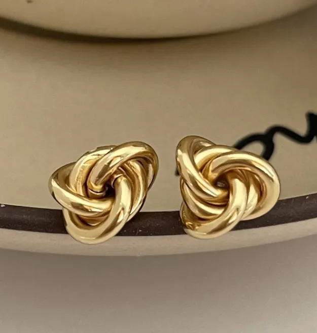 Sterling Silver Elegant  Knot Stud Earrings - Image 2