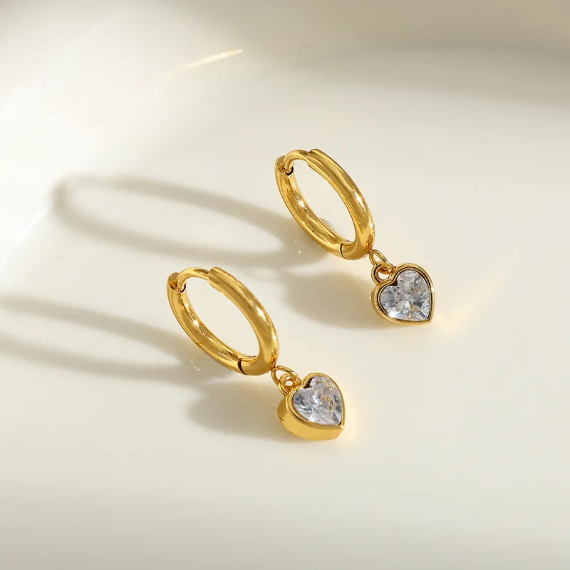 Heart Charm Hoop Earrings - Image 2