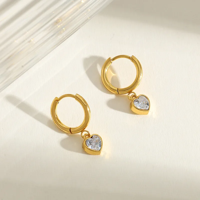 Heart Charm Hoop Earrings - Image 4