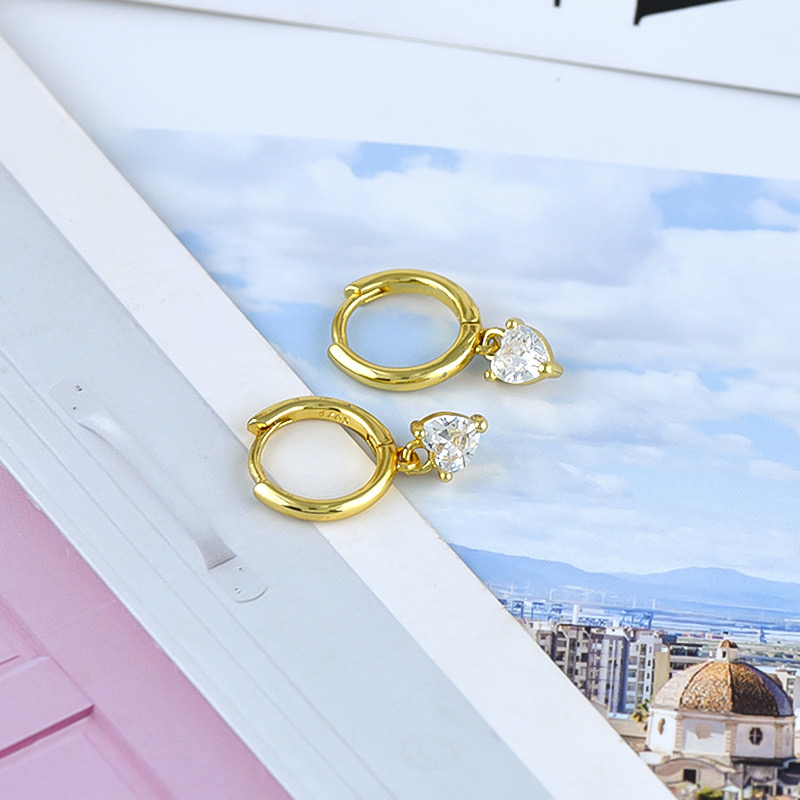 Heart Charm Hoop Earrings - Image 3