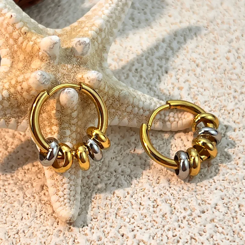 Dual-Tone  Hoop Earrings - Image 5