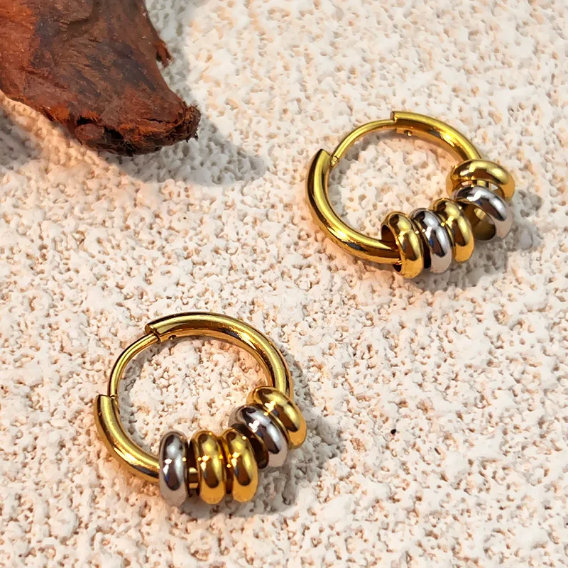 Dual-Tone  Hoop Earrings - Image 3