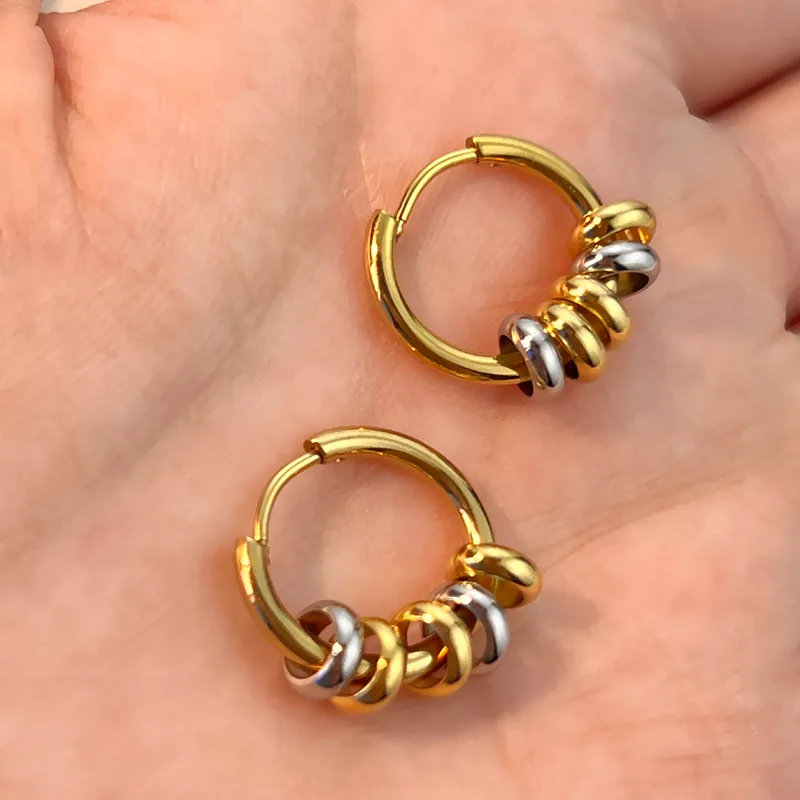 Dual-Tone  Hoop Earrings - Image 2