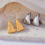 Geometric Gold Triangle Drop Earrings