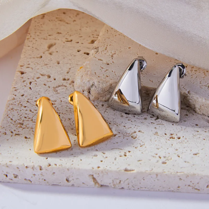 Geometric Gold Triangle Drop Earrings