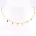 925 silver Dainty Disc Charm Choker Necklace