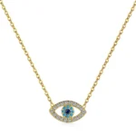 925 silver Evil Eye Necklace with Blue and White Crystals