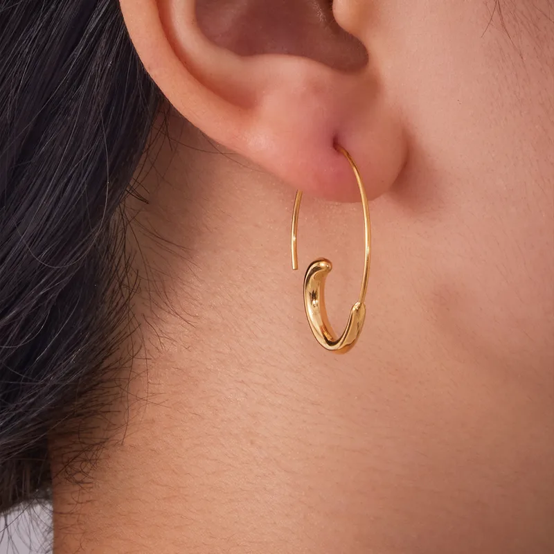 Minimalist Open Hoop Earrings - Image 3