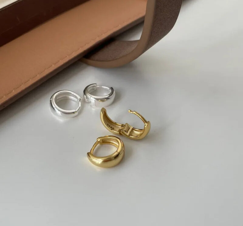 Sterling Silver Mini Huggie Hoop Earrings - Image 4