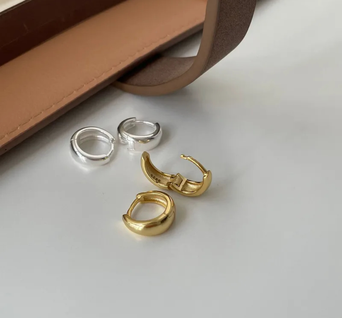 Sterling Silver Mini Huggie Hoop Earrings - Image 4