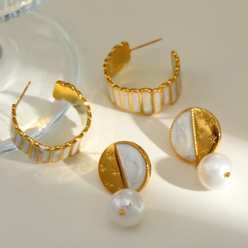 Celestial Pearl Drop Earrings - Image 3