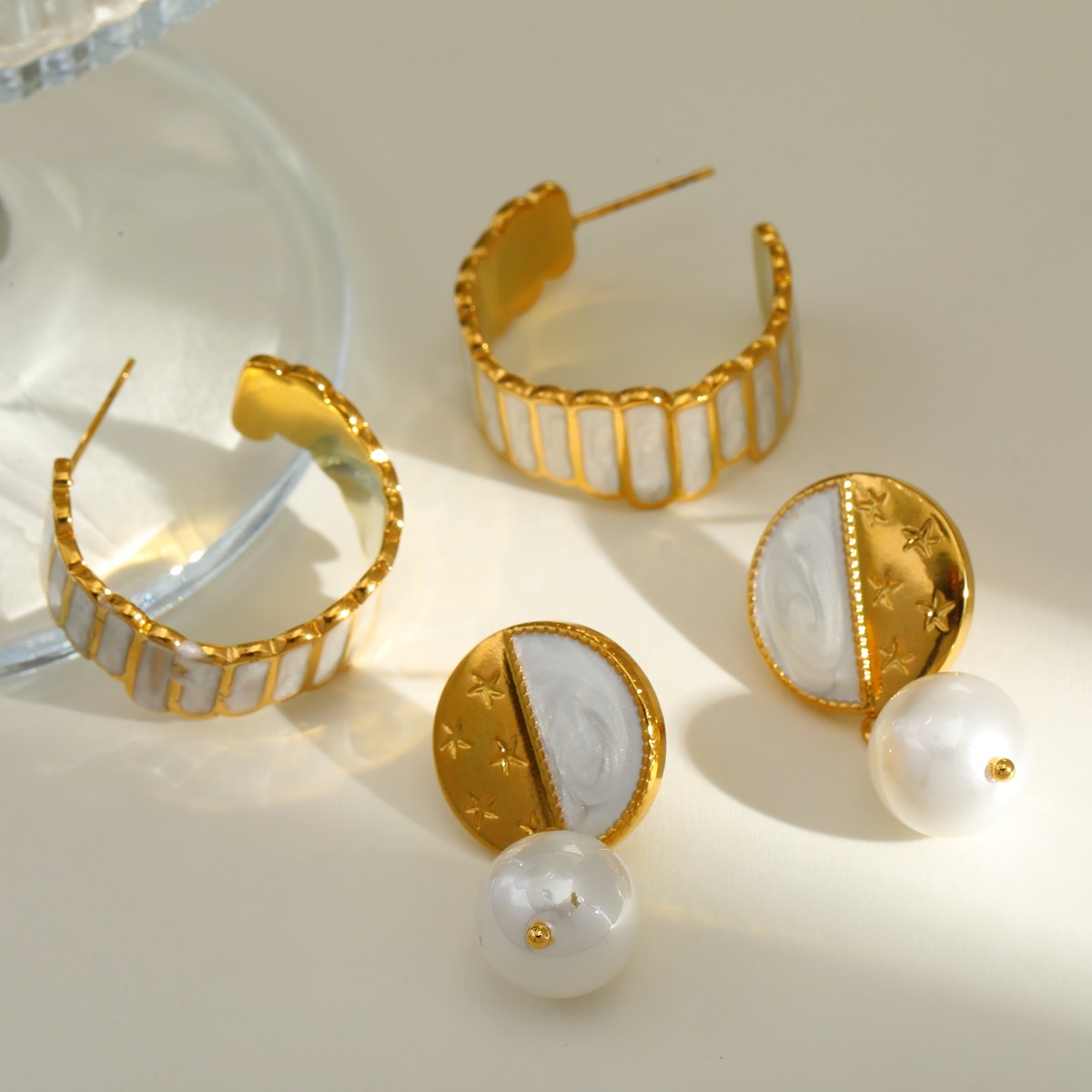 Celestial Pearl Drop Earrings - Image 3