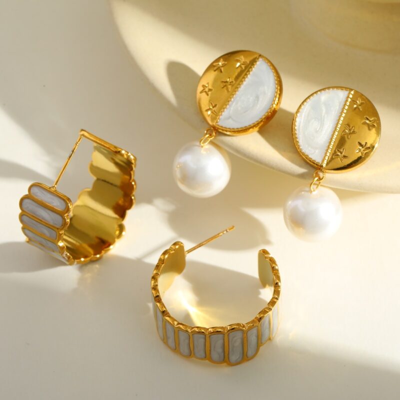 Celestial Pearl Drop Earrings - Image 2