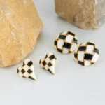 Black & White Geometric Enamel Earring