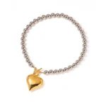 Two-Tone Beaded with Gold Heart Charm set