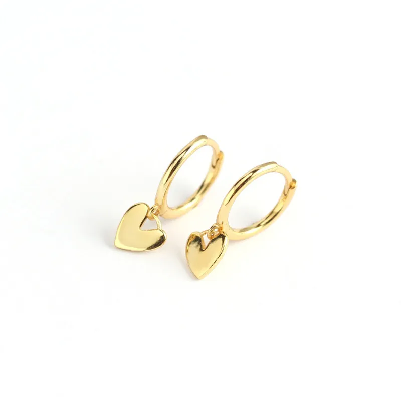 Sterling Silver Heart Dangle Hoop Earrings - Image 2