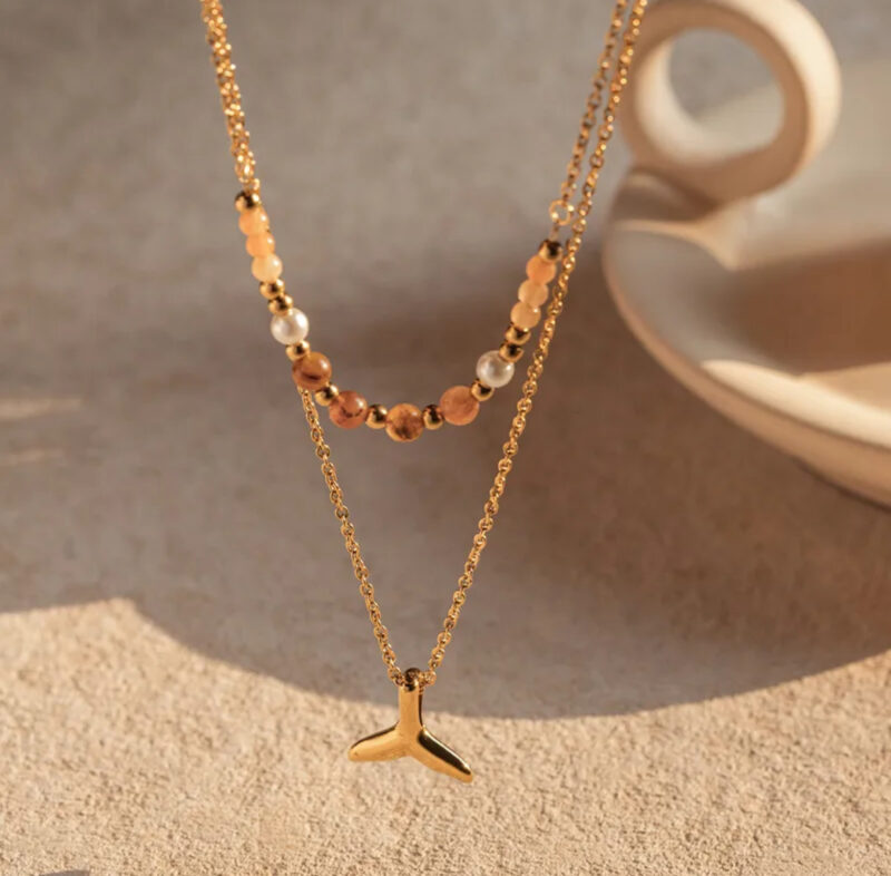 Layered Whale Tail Necklace - Image 4