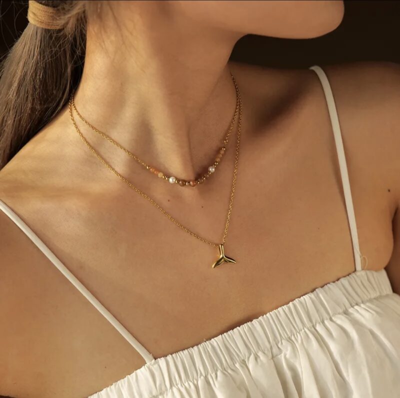 Layered Whale Tail Necklace - Image 3