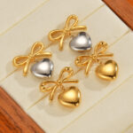 Bow & Heart Drop Earrings