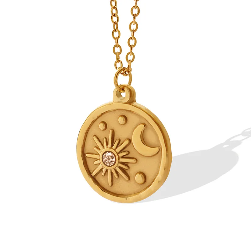 Celestial Sun & Moon Medallion Necklace