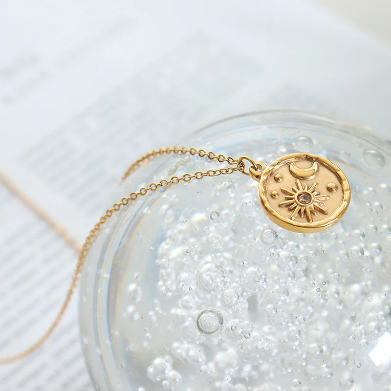 Celestial Sun & Moon Medallion Necklace - Image 3