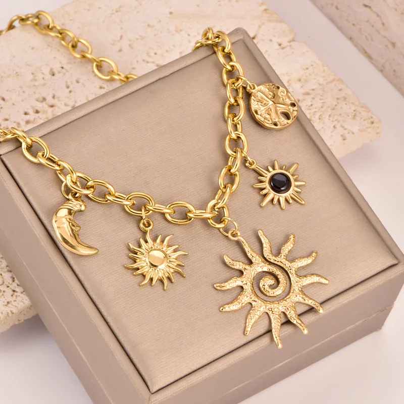 Celestial Charm Sun, Moon & Star Motifs necklace - Image 6