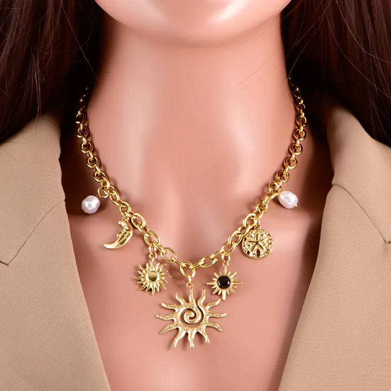 Celestial Charm Sun, Moon & Star Motifs necklace - Image 5