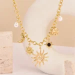 Celestial Charm Sun, Moon & Star Motifs necklace