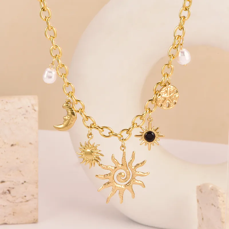 Celestial Charm Sun, Moon & Star Motifs necklace