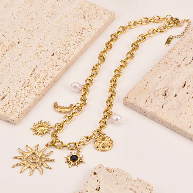 Celestial Charm Sun, Moon & Star Motifs necklace - Image 4