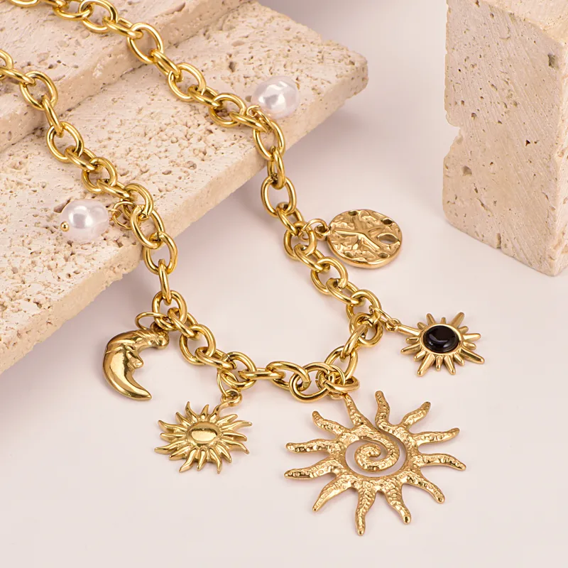 Celestial Charm Sun, Moon & Star Motifs necklace - Image 3
