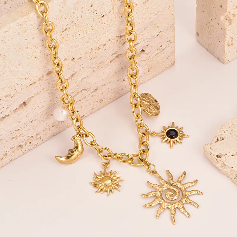 Celestial Charm Sun, Moon & Star Motifs necklace - Image 2
