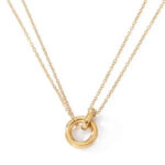 Double layer interlocking Ring Pendant Necklace