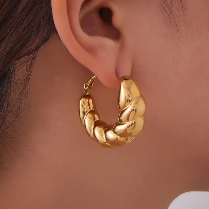 Twisted Chunky  Hoop Earrings - Image 7