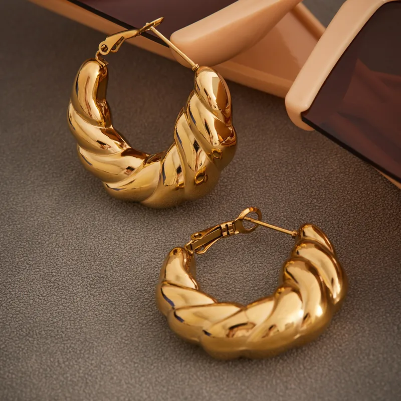 Twisted Chunky  Hoop Earrings - Image 3
