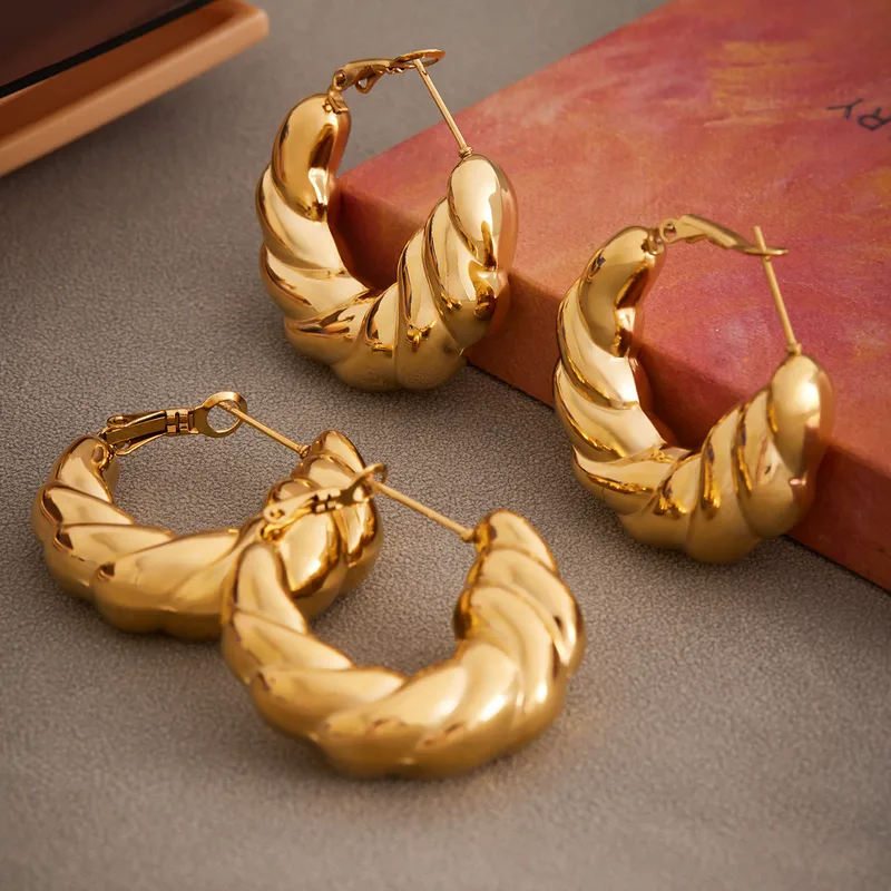 Twisted Chunky  Hoop Earrings - Image 2